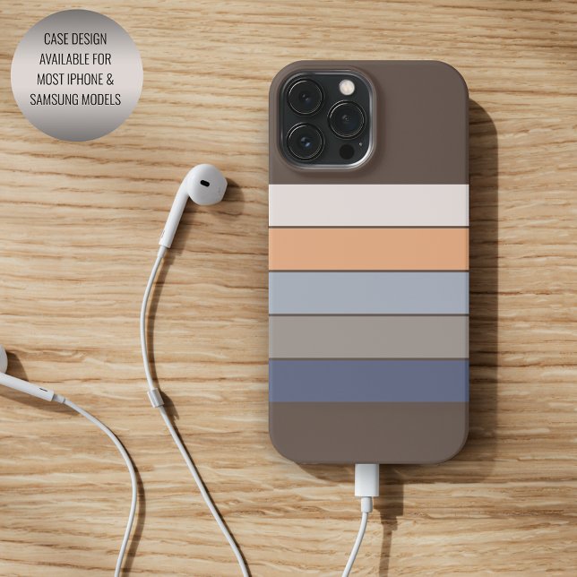 Cool Dark Blue Beige Orange Grey Art Stripes iPhone Case (Creator Uploaded)