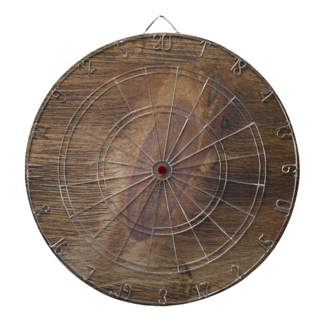 Cool Dark Brown Rustic Wood Look Background Dartboard (Front)