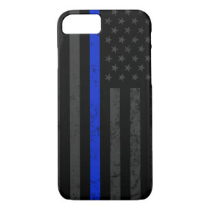 Cool Dark Distressed Police Style American Flag Case-Mate iPhone Case