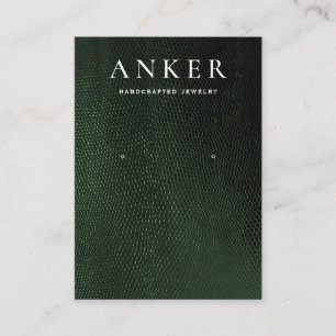 Cool Dark Green Leather Earring Display Business Card