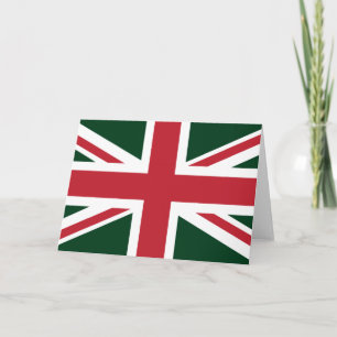 Cool Dark Green Red Union Jack British(UK) Flag Card