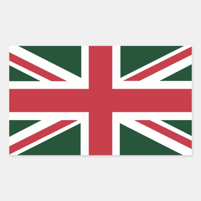 Cool Dark Green Red Union Jack British(UK) Flag Sticker (Front)