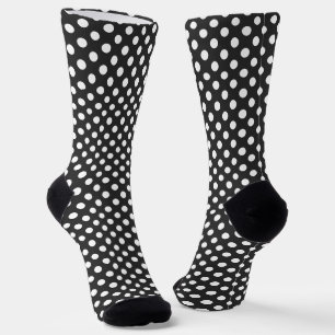 Cool Dark Grey White polka dots retro pattern Socks