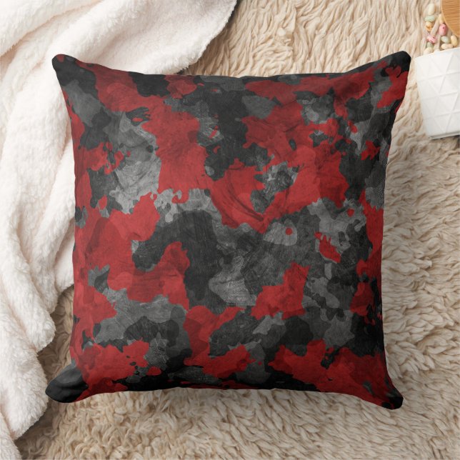 Cool Dark Red Camo Decorative Pillow (Blanket)
