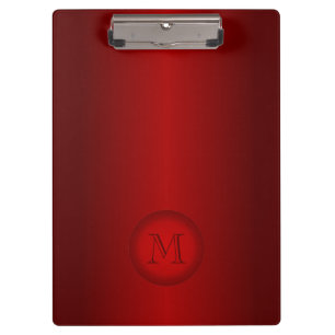 Cool Dark Red Gradient Monogram Clipboard