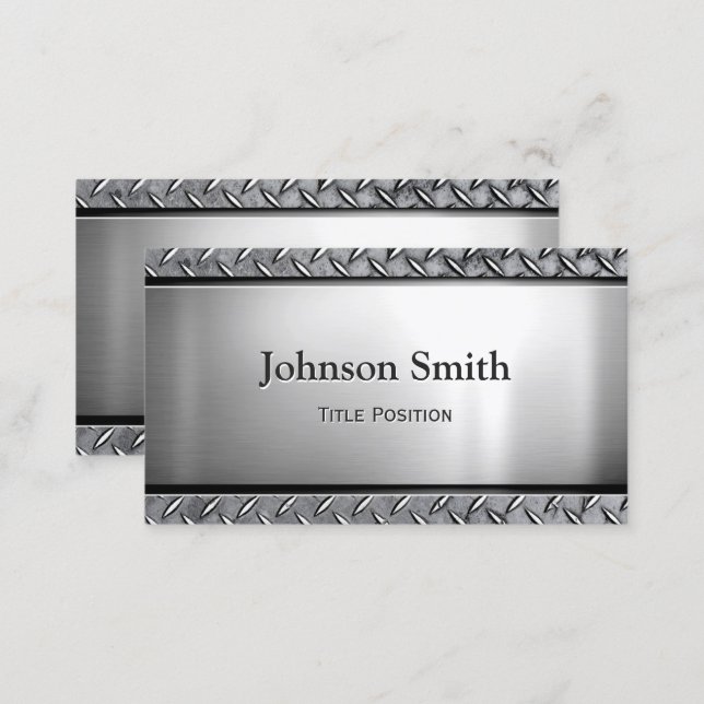 Cool Dark Stainless Steel with Diamond Metal Look Business Card (Front/Back)