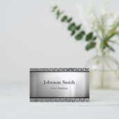 Cool Dark Stainless Steel with Diamond Metal Look Business Card (Standing Front)