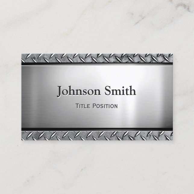 Cool Dark Stainless Steel with Diamond Metal Look Business Card (Front)