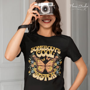 Cool Daughter Butterfly Wild Flower Vintage Retro T-Shirt
