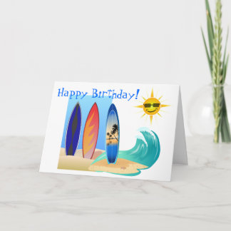 Cool Day At The Beach Surfing Surfboard Birthday Card