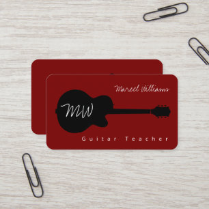 Cool de professeur de guitare Carte de visite roug