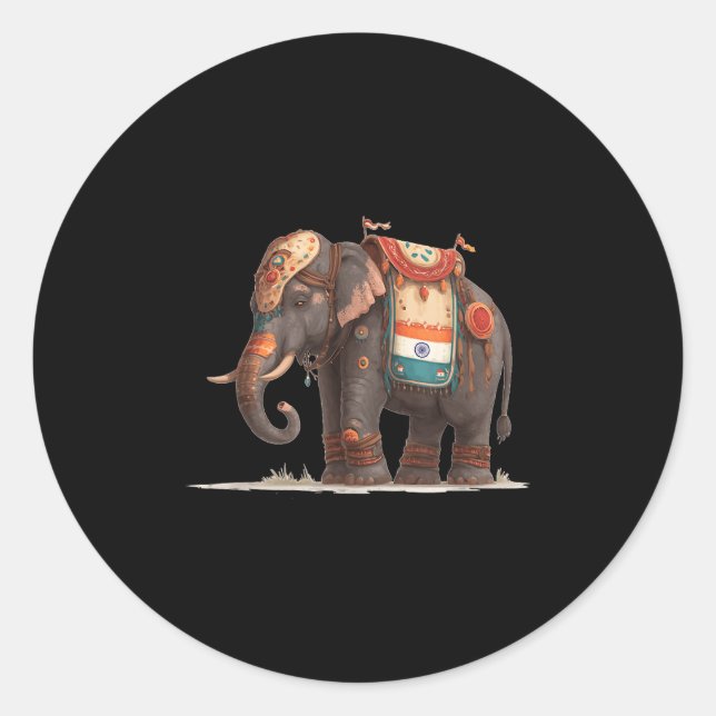 Cool Decorated Elephant Graphic Costume  Classic Round Sticker (Front)
