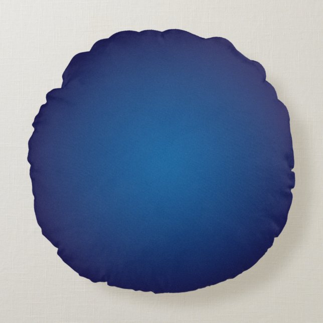 Cool Deep Blue Grainy Vignette Round Pillow (Front)
