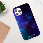 Cool Deep Space Galaxy w/ Name iPhone XR Case<br><div class="desc">This cool phone case features a watercolor space background with classic customizable text. The colours are dark blue and purple. You can personalize it with your own name or monogram.  This device case makes a wonderful birthday gift for anyone or even a stocking stuffer for the holidays.</div>