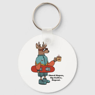 Cool Deer With A Snowboard  Keychain