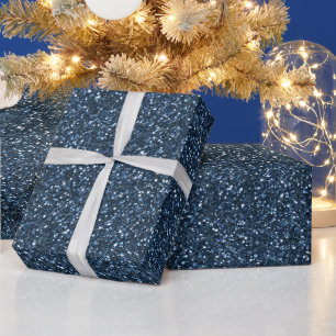 Cool Denim Blue Fine Glitter Pattern Wrapping Paper