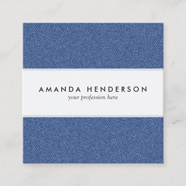 Cool Denim Blue Jeans Square Business Card (Front)