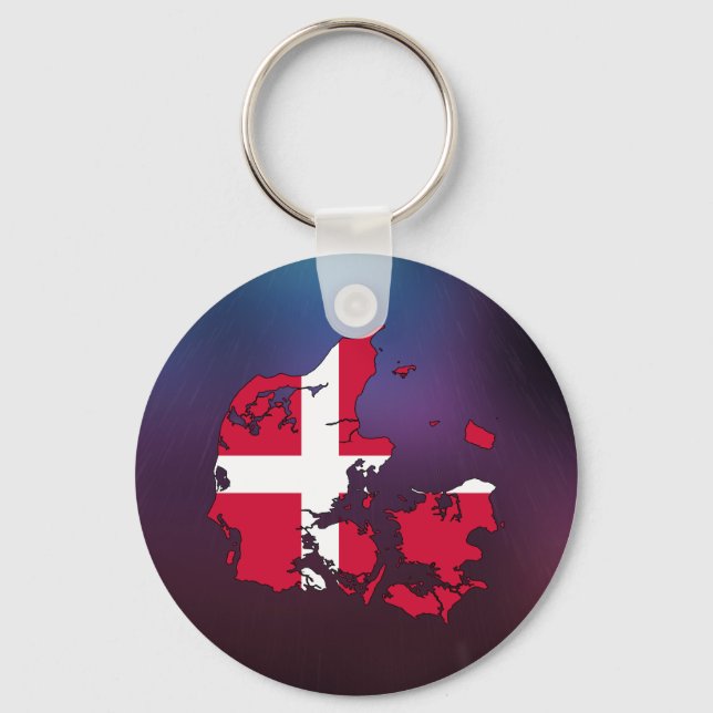Cool denmark Flag Map Keychain (Front)