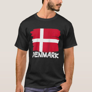 Cool Denmark Flag Raglan Baseball T-Shirt