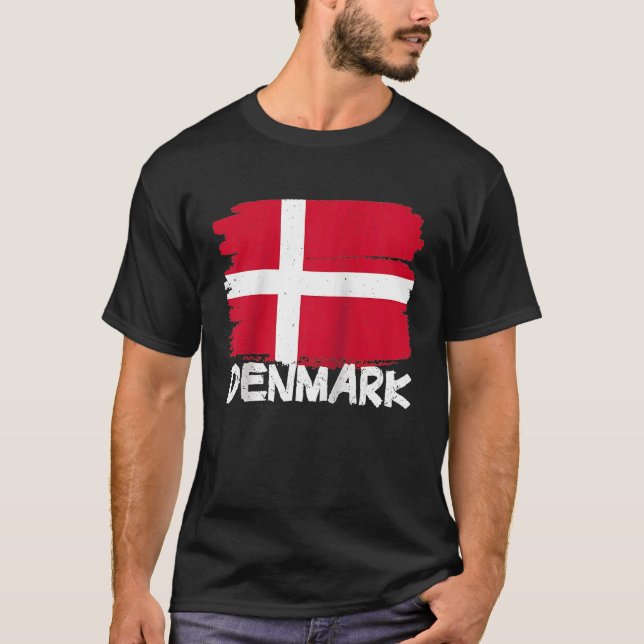 Cool Denmark Flag Raglan Baseball T-Shirt (Front)