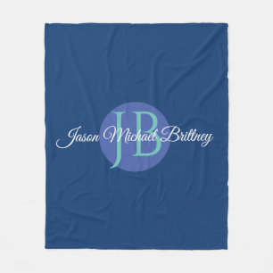 Cool Design Personalize Kid's Name & Monogram Fleece Blanket