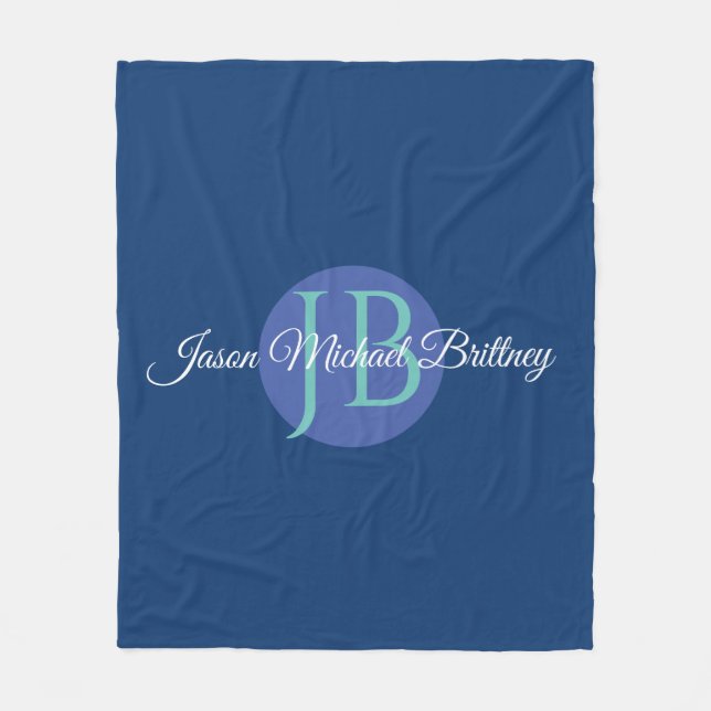 Cool Design Personalize Kid's Name & Monogram Fleece Blanket (Front)