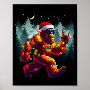Cool Devil Horns Sasquatch Holiday Lights Christma Poster