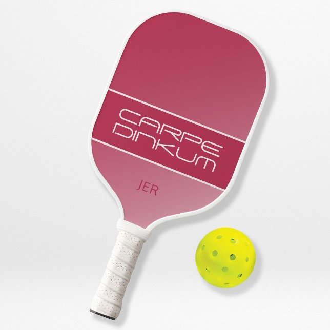 Cool Dink Pun Quote Gradient Initials Magenta Red  Pickleball Paddle (Creator Uploaded)
