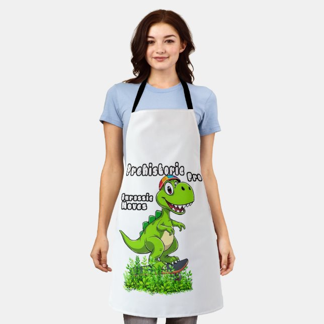 Cool Dino on a Skateboard Apron (Worn)