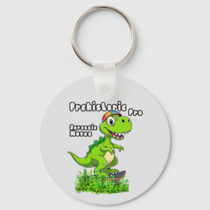 Cool Dino on a Skateboard Keychain