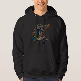 Cool Dinosaur Guitar Graphic Hoodie