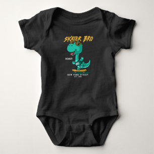 Cool dinosaur playing skateboard baby bodysuit