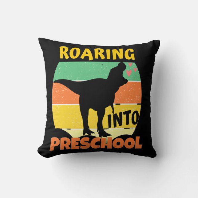 COOL DINOSAUR - ROARING INTO PRESCHOOL THROW PILLOW (Front)