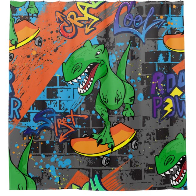 Cool Dinosaur Skateboard Seamless Pattern (Front)