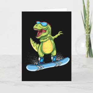 Cool Dinosaur Snowboarding Skiing Dabbing T Rex Sn Card