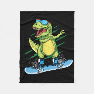 Cool Dinosaur Snowboarding Skiing Dabbing T Rex Sn Fleece Blanket