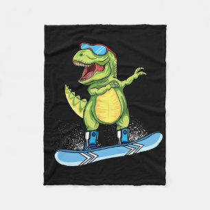 Cool Dinosaur Snowboarding Skiing Dabbing T Rex Sn Fleece Blanket