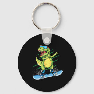 Cool Dinosaur Snowboarding Skiing Dabbing T Rex Sn Keychain
