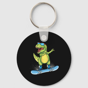Cool Dinosaur Snowboarding Skiing Dabbing T Rex Sn Keychain