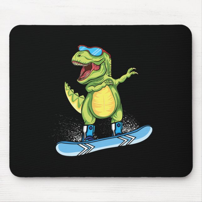 Cool Dinosaur Snowboarding Skiing Dabbing T Rex Sn Mouse Pad (Front)