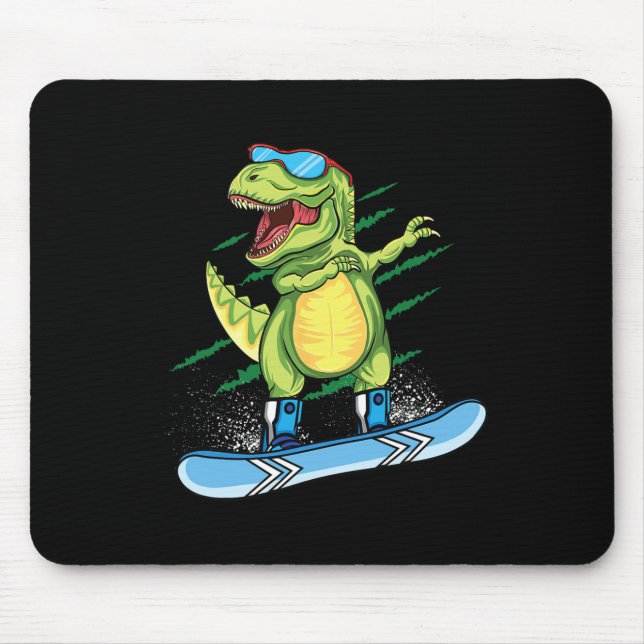 Cool Dinosaur Snowboarding Skiing Dabbing T Rex Sn Mouse Pad (Front)