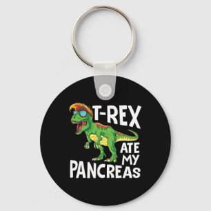 Cool Dinosaur Trex Ate My Pancreas Diabetes Awaren Keychain