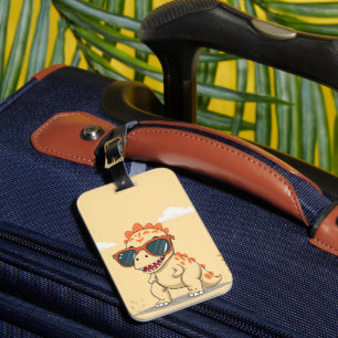 Cool Dinosaur with Sunglasses Funny Cute Kids' T-R Luggage Tag