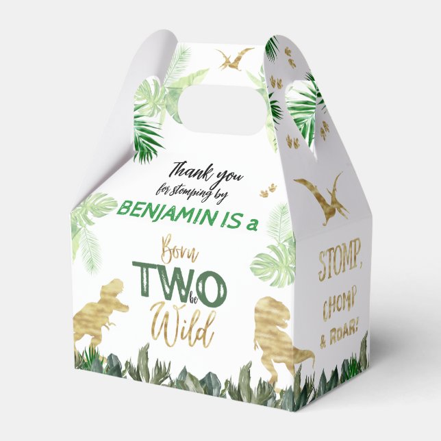 Cool Dinosaurs Jurassic Boy Birthday Party Favor Box (Front Side)