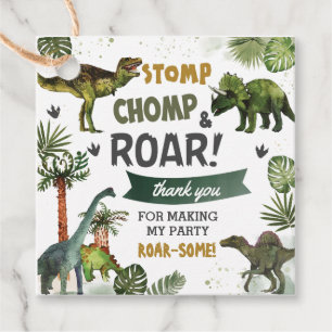 Cool Dinosaurs Jurassic Boy Birthday Party Favour Tags
