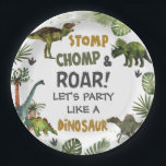 Cool Dinosaurs Jurassic Boy Birthday Party  Paper Plate<br><div class="desc">Personalize these roar-some Dinosaur Birthday Party paper plates with your own wording and details easily and quickly,  simply press the Edit Using Design Tools button to further re-arrange and format the style and placement of the text.  Great for any age!
(c) The Happy Cat Studio</div>