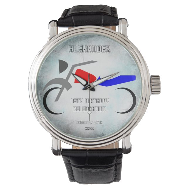 Cool Dirt Bike Masculine 16th Birthday  Watch (Front)