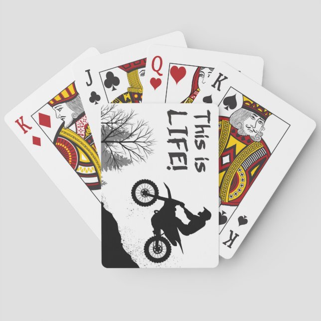 Cool Dirt Bike Motorcycle Riding Playing Cards (Back)