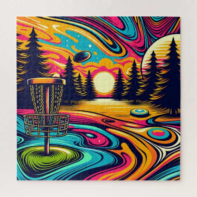 Cool Disc Golf Course at Sunset Jigsaw Puzzle (Vertical)