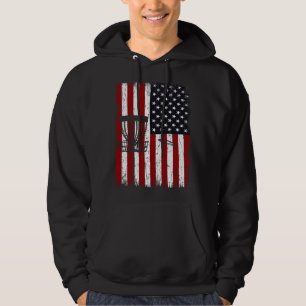 Cool Disc Golf Player Distressed USA American Flag Hoodie